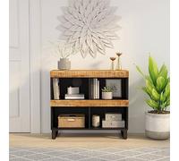 DYRJDJWIDHW Solid Mango Wood Side Cabinet 85x33x75 cm - Sturdy Iron Legs, Spacious Storage, Natural Finish Perfect for Living Room, Bedroom & Office Organization