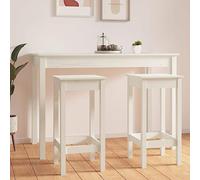 DYRJDJWIDHW Solid Pine Wood Bar Stools 2 Pack 40x40x78cm Kitchen Counter Height Rustic White Wooden Stools for Home Dining Room Decor