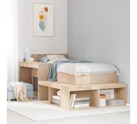 DYRJDJWIDHW Solid Pine Wood Bedside Table with Desk & Storage Unit 222x107x75 cm, Multifunctional L-Shaped Nightstand for Small Spaces, Left/Right Assembly, Rustic Home Office Furniture
