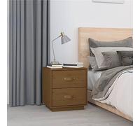 DYRJDJWIDHW Solid Pine Wood Nightstand Honey Brown 40x34x45 cm with 2 Drawers, Rustic Bedside Table for Bedroom, Sturdy Side Table with Spacious Storage for Home Decor