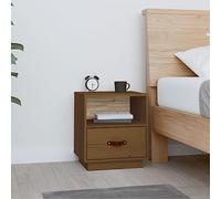 DYRJDJWIDHW Solid Pine Wood Nightstand Honey Brown 40x34x45 cm with Drawer and Open Shelf, Rustic Bedside Table for Bedroom, Modern Storage Furniture for Home Decor
