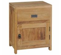 DYRJDJWIDHW Solid Teak Wood Nightstand 40x30x50 cm with Drawer & Cabinet Rustic Colonial Style Bedside Table for Bedroom, Living Room - Durable Hardwood Top for Lamp, Alarm Clock Storage