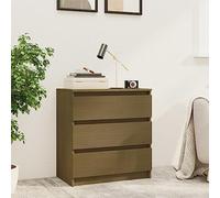 DYRJDJWIDHW Solid Wood Nightstand with 3 Drawers, Honey Brown Mango Finish, 60x36x64 cm Bedside Table for Bedroom, Sturdy Pine Wood Construction, Easy to Clean, Wall Mounting Kit Included