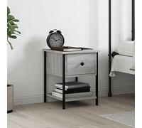 DYRJDJWIDHW Sonoma Grey Engineered Wood Nightstand with Storage 34x35.5x45cm, Sturdy Metal Frame & Adjustable Legs, Modern Bedside Table for Bedroom Decor, Compact Size with Spacious Display Surface