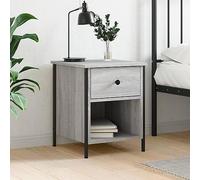 DYRJDJWIDHW Sonoma Grey Engineered Wood Nightstand with Storage 40x42x50 cm, Compact Bedside Table for Bedroom & Living Room, Sturdy Iron Frame, Adjustable Legs, Modern Side Table with Display Space