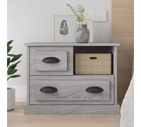 DYRJDJWIDHW Sonoma Grey Nightstand with 2 Drawers and Storage Shelf, 60x39x45 cm Bedside Table, Modern Wooden End Table for Bedroom, Durable Plywood Furniture with Smooth Surface, Easy Assembly