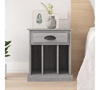 DYRJDJWIDHW Sonoma Grey Nightstand with Drawer and 3 Compartments, Elegant Bedside Table for Bedroom, Durable Plywood Modern End Table 43x36x50cm, Stable Surface for Decor Photos Plants