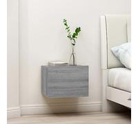 DYRJDJWIDHW Sonoma Grey Plywood Nightstand with 2 Drawers, 40x30x30cm Wall Mounted Bedside Table, Space Saving Storage for Small Bedroom, Classic Design Modern Wooden Cabinet