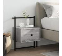 DYRJDJWIDHW Sonoma Grey Wall Mounted Nightstand 35x30x51 cm with Drawer - Space Saving Floating Bedside Table for Small Rooms Durable Engineered Wood Metal Design Easy to Clean & Organize