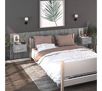 DYRJDJWIDHW Sonoma Grey Wall Mounted Nightstand Set of 2, Floating Bedside Table with Storage Shelf, Space Saving Modern Design for Small Bedroom, Living Room, Made of Durable Plywood, MAX Load 50kg