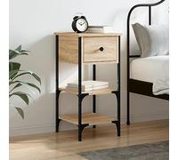 DYRJDJWIDHW Sonoma Oak Nightstand 34x36x70 cm, Engineered Wood Bedside Table with Storage Shelf, Compact End Table for Bedroom & Living Room, Adjustable Legs & Wall Mounting