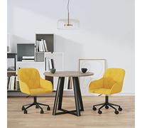 DYRJDJWIDHW Velvet Dining Chairs 2 Pack Yellow Swivel with Wheels, 360 Degree Rotating Office Adjustable Height Modern Accent Chairs for Living Room Dining Room