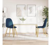 DYRJDJWIDHW Velvet Dining Chairs Set of 2 Blue Upholstered Side Chairs with Gold Chrome Legs for Kitchen Dining Room Living Room Modern Comfortable Seating Furniture