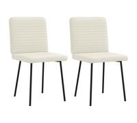 DYRJDJWIDHW Velvet Dining Chairs Set of 2 Cream Upholstered Side Chairs with Thick Foam Padding, Sturdy Metal Wood Frame for Living Room Bedroom Guest Room Comfortable Seating