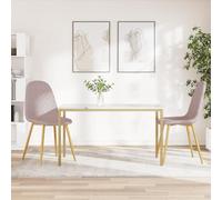 DYRJDJWIDHW Velvet Dining Chairs Set of 2 Pink Modern Kitchen with Gold Chrome Legs, Upholstered Armless Side Chairs for Dining Room and Living Room, Comfortable Seating Furniture