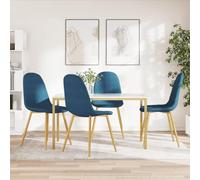 DYRJDJWIDHW Velvet Dining Chairs Set of 4 Blue Upholstered with Golden Chrome Legs, Modern Kitchen Chairs for Dining Room and Living Room, Comfortable Padded Seats