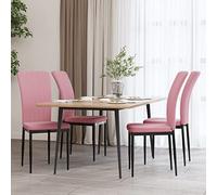 DYRJDJWIDHW Velvet Dining Chairs Set of 4 Pink Upholstered Kitchen Chairs with Cushioned Back Support for Dining Room, Living Room, Restaurant, Sturdy Wooden Frame Structure 110kg Capacity