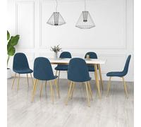 DYRJDJWIDHW Velvet Dining Chairs Set of 6 Blue Upholstered Chairs with Golden Chrome Legs for Kitchen Dining Room Living Room Modern Comfortable Seating Furniture