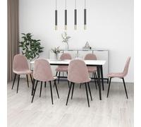 DYRJDJWIDHW Velvet Dining Chairs Set of 6 Pink Upholstered Kitchen Chairs with Metal Legs, Ergonomic Design for Home Dining Room and Restaurant Use, Comfortable Seating Experience