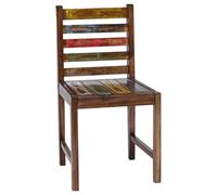 DYRJDJWIDHW Vintage Dining Chairs Set of 2 Recycled Solid Wood Handmade Eco-Friendly Unique Multicolor Kitchen Restaurant Furniture 45x45x85cm