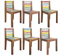 DYRJDJWIDHW Vintage Dining Chairs Set of 6 Recycled Solid Wood Handmade Unique Multicolor Eco Friendly Kitchen Restaurant Furniture 45x45x85cm