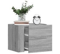 DYRJDJWIDHW Wall Mounted Nightstand Set of 2, Grey Sonoma Floating Bedside Tables with Drawers, 45x30x35 cm, Space Saving Corner Shelves for Bedroom Living Room, Sturdy Engineered Wood Storage Shelf