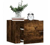 DYRJDJWIDHW Wall Mounted Nightstand Smoked Oak Color 45x30x35 cm with Drawers, Elegant Floating Bedside Table for Bedroom & Living Room, Sturdy Engineered Wood Storage Shelf for Home Decor