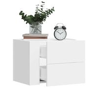 DYRJDJWIDHW Wall Mounted Nightstand White 45x30x35 cm with Drawers - Elegant Floating Bedside Table for Bedroom Living Room Sturdy Engineered Wood Space Saving Design - Holds 50 kg