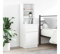 DYRJDJWIDHW White Engineered Wood Nightstand with Drawer and 2 Open Shelves, 39x35x125 cm Bedside Table for Bedroom, Living Room, Modern Storage Furniture, Durable & Stable Design