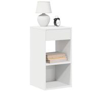 DYRJDJWIDHW White Nightstand with Drawer 35x34x66.5 cm, Modern Bedside Table for Bedroom, Sturdy Engineered Wood, Spacious Storage with Open Shelves, Easy Assembly, Ideal for Books and Essentials
