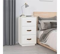 DYRJDJWIDHW White Pine Solid Wood Nightstand 40x40x75 cm with 3 Drawers - Rustic Bedside Table for Bedroom, Living Room - Sturdy Storage Furniture for Home Decor