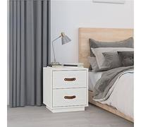 DYRJDJWIDHW White Pine Solid Wood Nightstand with 2 Drawers 40x34x45 cm Rustic Bedside Table for Bedroom Storage Organizer Modern Side End Table Furniture