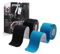 Dyroe Cinta de Kinesiología Tape Precortada,Set 2 Rollos 5 m x 5 cm Azul y Negro,Cinta deportiva elástica terapéutica para hombros, rodilla, codo, alivio del dolor, sin látex, resistente al agua