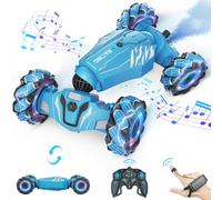 Dysaim Coche Teledirigido Niños, Coche Teledirigido con La Mano, 360 ° De Rotación Drift Coche Control Gestual,2 Baterías Recargable, 2.4Ghz RC Stunt Car Navidad Regalo para Niños De 6 8 12 Años, Azul