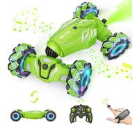 Dysaim Coche Teledirigido Niños, Coche Teledirigido con La Mano, 360°De Rotación Drift Coche Control Gestual,2 Baterías Recargable, 2.4Ghz RC Stunt Car Navidad Regalo para Niños de 6 8 10 12, El Verde