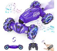 Dysaim Coche Teledirigido Niños, Coche Teledirigido con La Mano, 360° Drift Coche Control Gestual,2 Baterías Recargable, 2.4Ghz RC Stunt Car Navidad Regalo para Niños De 6 8 10 12 Años,El Púrpura