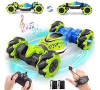 Dysaim Coche Teledirigido para Niños RC Stunt Car Coches Telecomandado con Mando a Distancia 2,4 GHz 4WD 360 ° Crawler Offroad RC Drift Auto 2 Batería Música Navidad Regalo para 6-12 Años