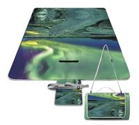 Dyscalibro Alfombra de picnic, hermosa manta cuadrada de picnic con luces del norte, alfombras al aire libre, 148 cm x 148 cm