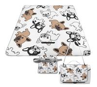 Dyscalibro Alfombrilla de picnic, bonita manta cuadrada de bulldog francés, alfombras para exteriores, 148 cm x 148 cm