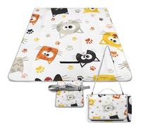 Dyscalibro Alfombrilla de pícnic, bonita manta cuadrada de gato de dibujos animados, alfombras para exteriores, 148 cm x 148 cm