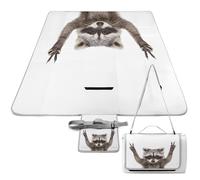 Dyscalibro Alfombrilla de picnic, bonita manta cuadrada de mapache, alfombras al aire libre, 148 cm x 148 cm