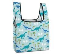 Dyscalibro Bolsa de compras plegable, bolsa de comestibles reutilizable con bandera de Brasil verde, bolsa lavable para uso diario, bolsas de viaje, Bonitos dinosaurios de anime, Talla única