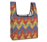 Dyscalibro Bolsa de compras plegable, bolsa de comestibles reutilizable con bandera de Brasil verde, bolsa lavable para uso diario, bolsas de viaje, Nativo americano, Talla única