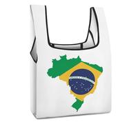 Dyscalibro Bolsa de compras plegable, bolsa de comestibles reutilizable con bandera de Brasil verde, bolsa lavable para uso diario, bolsas de viaje, Bandera verde de Brasil, Talla única