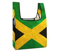 Dyscalibro Bolsa de compras plegable, bolsa de comestibles reutilizable con bandera de Brasil verde, bolsa lavable para uso diario, bolsas de viaje, Diseño artístico de la bandera de Jamaica, Talla