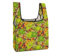 Dyscalibro Bolsa de compras plegable, bolsa de comestibles reutilizable con bandera de Brasil verde, bolsa lavable para uso diario, bolsas de viaje, rana, Talla única