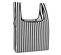 Dyscalibro Bolsa de compras plegable, bolsa de comestibles reutilizable con bandera de Brasil verde, bolsa lavable para uso diario, bolsas de viaje, negro (rayas), Talla única