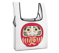 Dyscalibro Bolsa de compras plegable, bolsa de comestibles reutilizable con bandera de Brasil verde, bolsa lavable para uso diario, bolsas de viaje, Fortune Daruma, Talla única