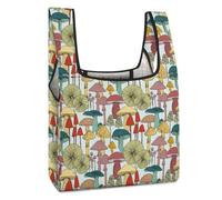Dyscalibro Bolsa de compras plegable, bolsa de comestibles reutilizable con diseño de calavera de rock and roll, bolsa de mano lavable para uso diario, bolsas de viaje, Setas, Talla única