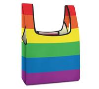 Dyscalibro Bolsa de compras plegable, bolsa de comestibles reutilizable de gato negro, bolsa de mano lavable para uso diario, bolsas de viaje, Rainbow Peace Love, Talla única